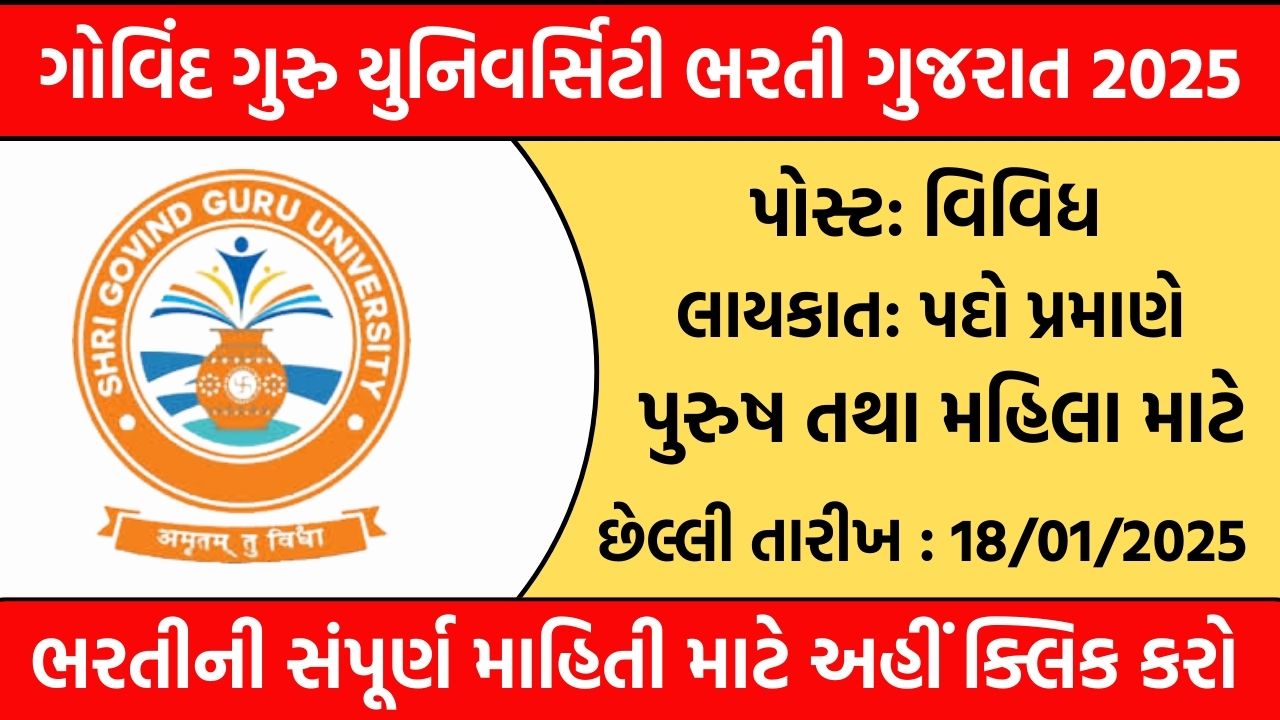 Shree Govind Guru University Recruitment Gujarat